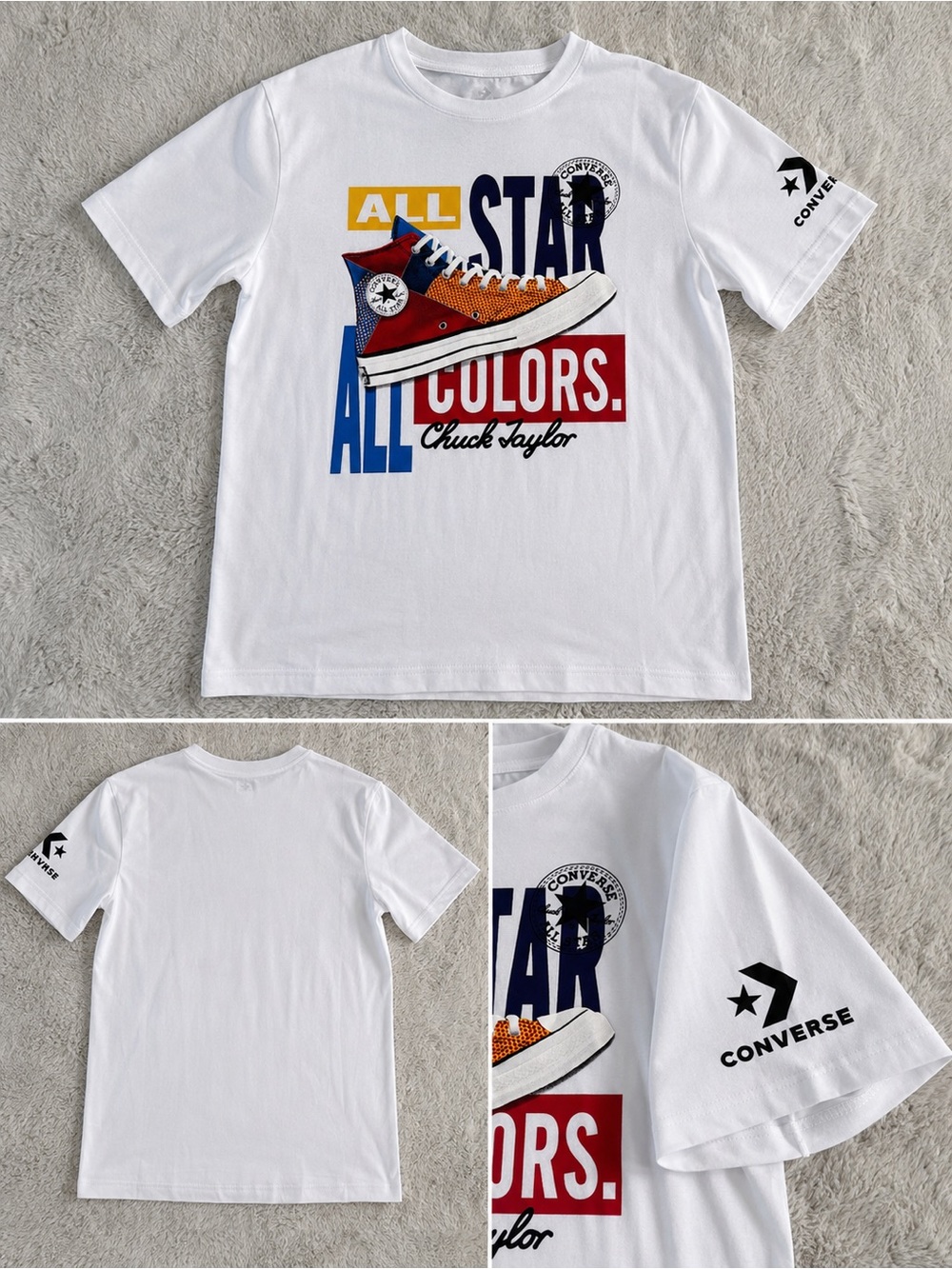 Converse White Tee with Multicolor Sneaker Graphic